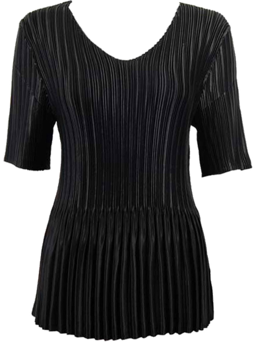Magic Scarf Satin V-Neck Mini Pleated Blouse OS